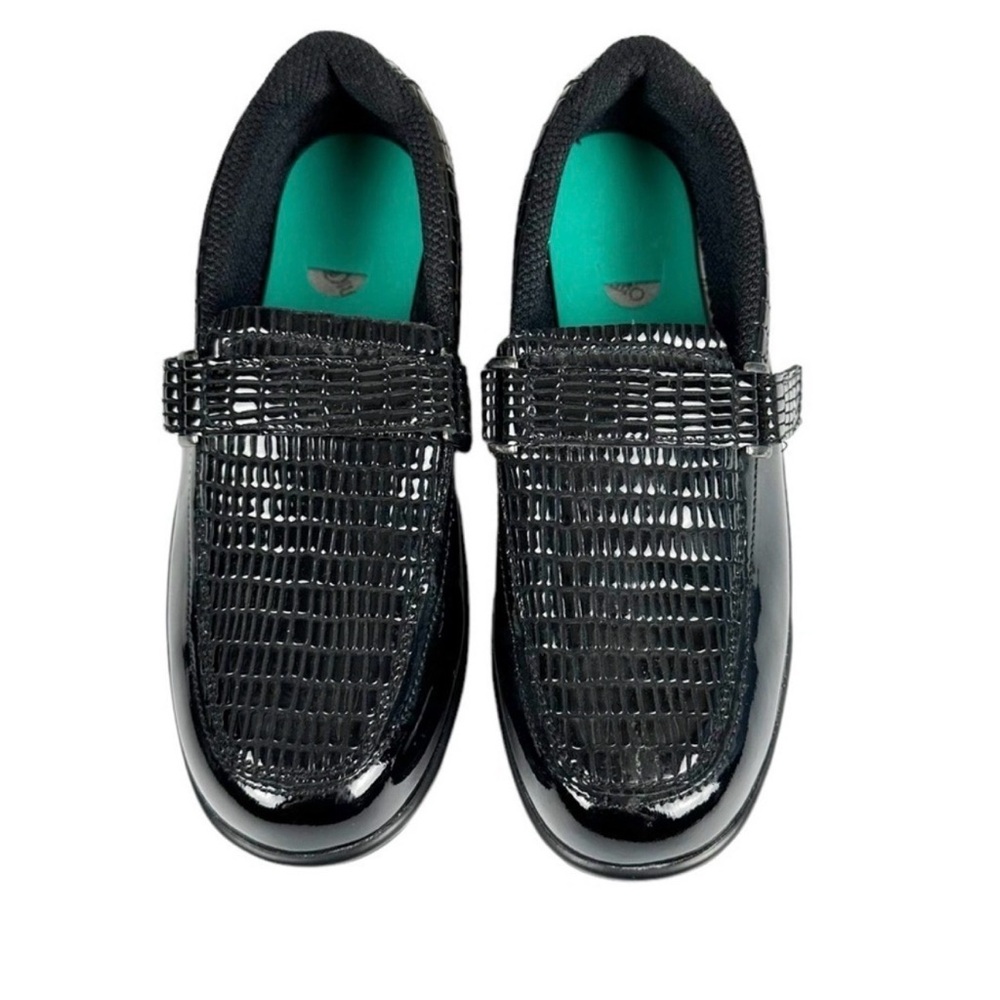 Orthofeet Black Leather Hook and Loop 819 Chelsea Croc Slip-on Shoes Size 9.5 W